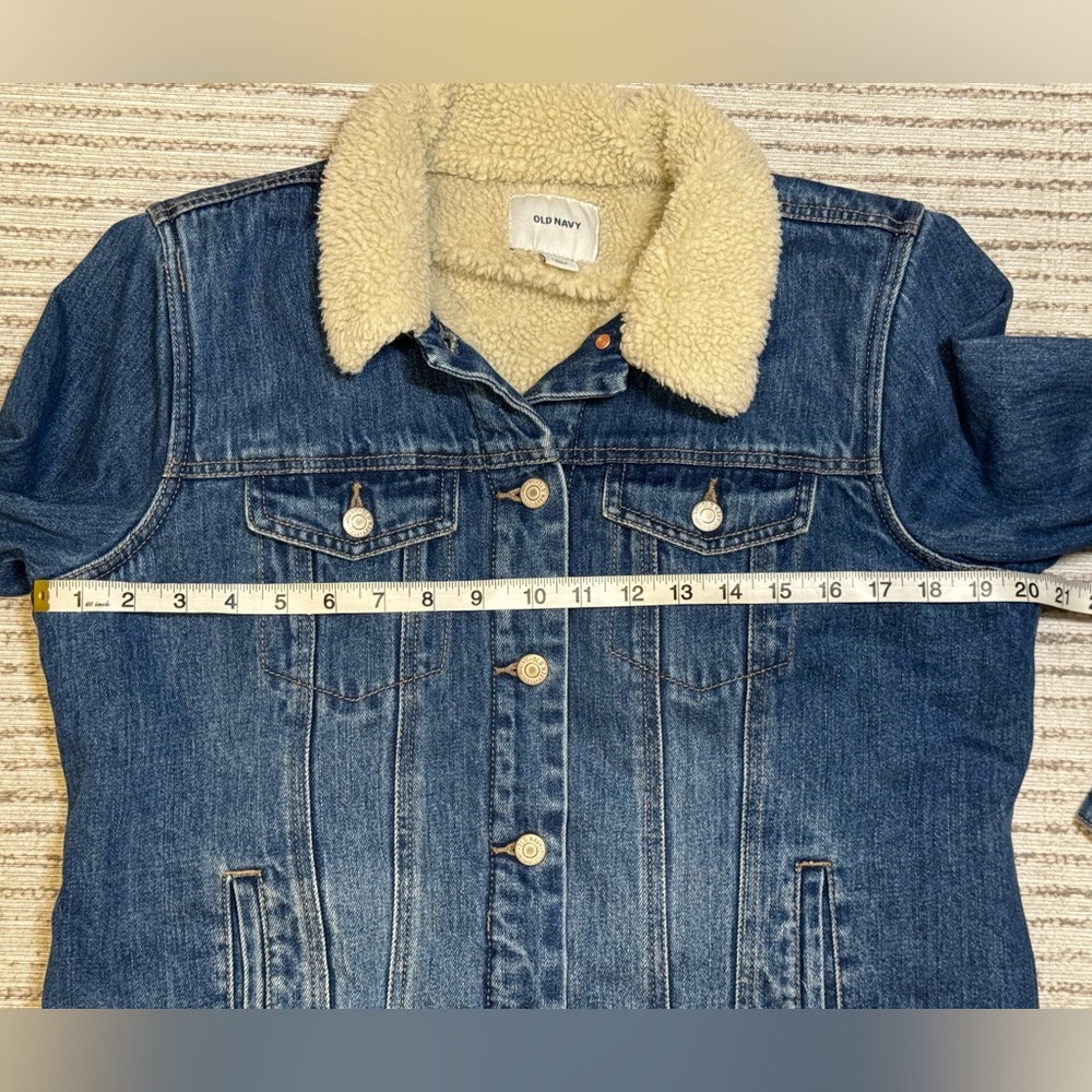 Old Navy Sherpa Lined Denim Jacket Button Front Womens Size Large - Picture 6 of 7